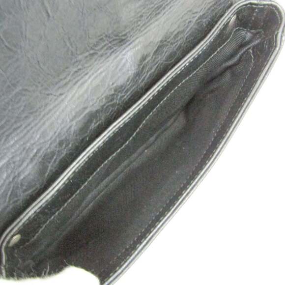 GUCCI Black Leather Messenger Shoulder Bag